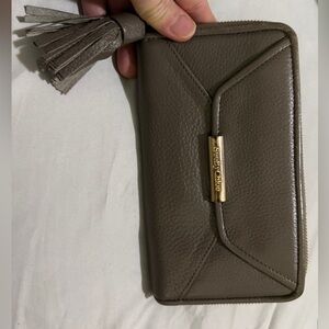 See By Chloé Taupe Leather Zip Wallet with Tassel